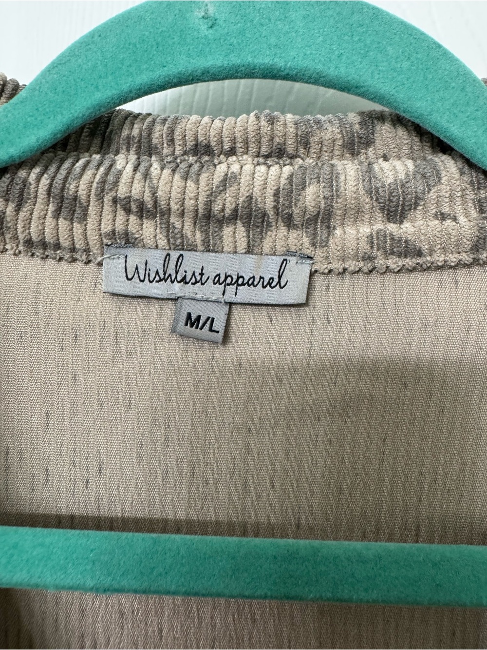 Wild Fable Taupe Leopard Print Corduroy Button-Up Shacket - Picture 3 of 4